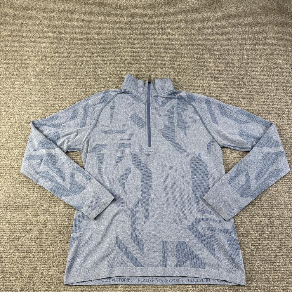 Lululemon Pullover Mens Large Blue Long Sleeve Quarter Zip Geometric Running